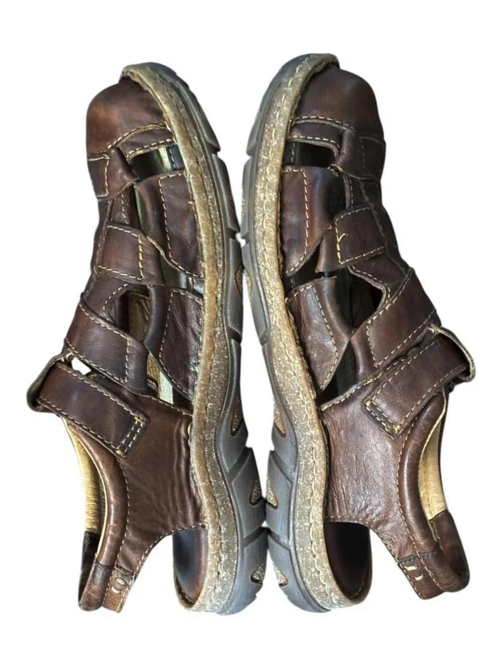 Born Men's Cabot III Brown Amber Leather Fisherman Sandals NWOB | 11 (44 Euro)